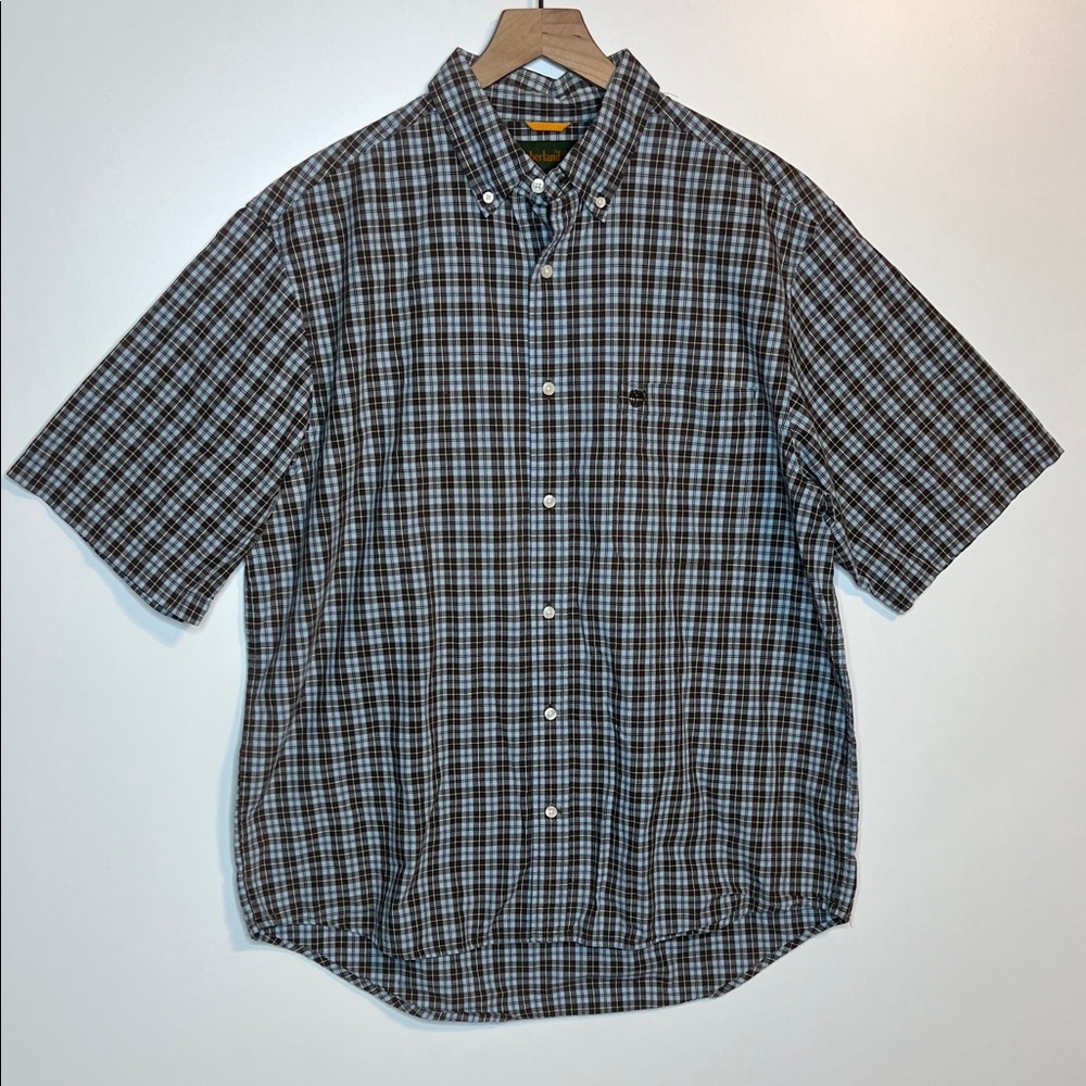 Timberland short sleeve button down plaid shirt